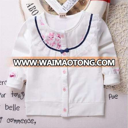 T11912 2015 Kids Cardigan Lovely Baby Girls Flower Clothes Knitting Children Toddler Cardigan Child Clothing for Wholesale