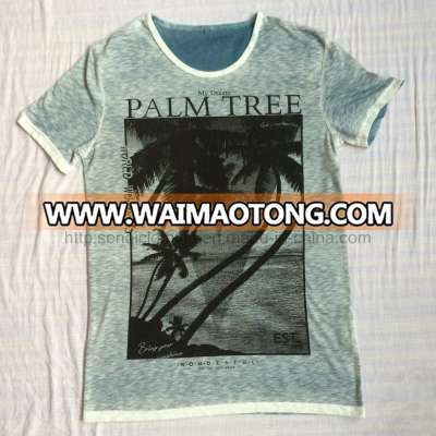 Summer Palm Printing Burnout T-Shirt in Man Sport Knitwear Clothes Fw-8671