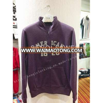 Puprle Marled Fleece Man Cardigans with Hood on Man Clothing Coat Fw-8643