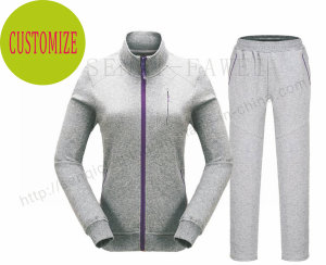 Lady Outwear Sport Tracksuits Clothes with Contrast Zipper Fw-8811